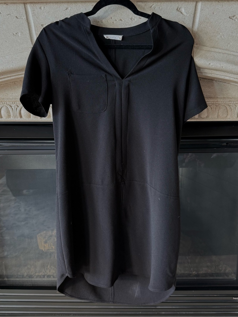 Lush Black Short Sleeve V-Neck High-Low Dress